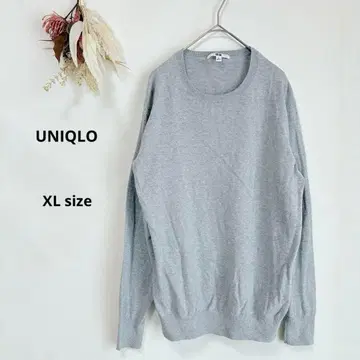 유니클로 UNIQLO 코튼 캐시미어 크루넥 스웨터 긴팔 XL 그레이