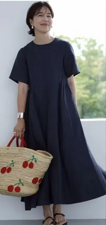EVERYDAY DRESS Breeze linen 네이비 사이즈 L