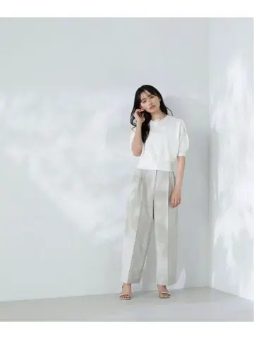 NATURAL BEAUTY BASIC 린넨 라이크 배럴 팬츠 베이지 M