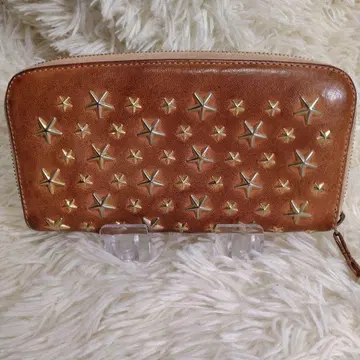 JIMMYCHOO 가죽 스타 스터드 장지갑 브라운