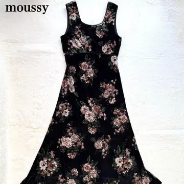 moussy VELVET FLOWER LONG 드레스 블랙