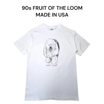 새상품급 USA제 90s 프룻 오브 더 룸 올드 잉글리쉬 시프도그 티셔츠