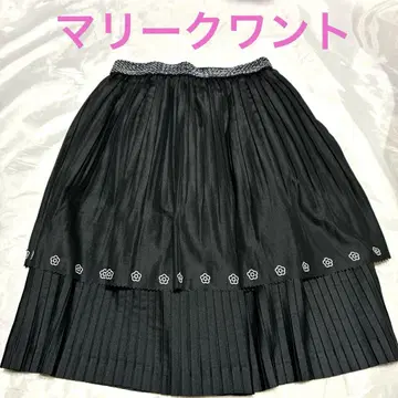 마리콴트 플리츠 스커트 2단 M 블랙 데이지