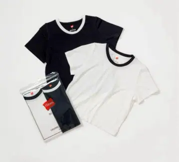 Hanes for BIOTOP CROPPED T 2P TRIM 2매 세트