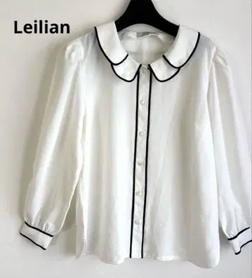 Leilian 레리안 카라 부착 화이트 셔츠 블라우스 넉넉한 9호