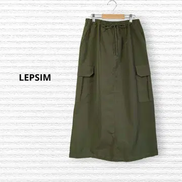 [ LEPSIM ] 렙심 나일론 카고 롱 스커트 카키 F