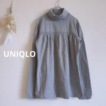 UNIQLO 긴팔 튜닉 [ M ] 터틀넥 플레어 셔링 밴딩 무지