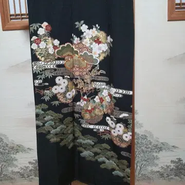 검정색 전통 예복 기모노 순수 실크 겹옷 스타일 다섯 문양