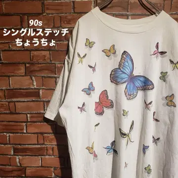 90년대 ALSTYLE 나비 곤충 반팔 티셔츠 싱글 스티치