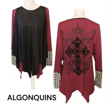 ALGONQUINS 백 크로스 프린트 언밸런스 가디건 y2k