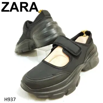 ZARA 자라 벨크로 스니커즈 통굽 쿠션 블랙 39