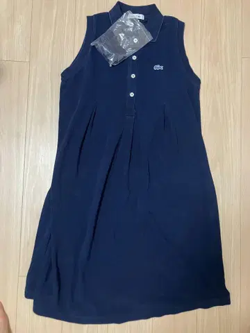 LACOSTE 슬리브리스 폴로 원피스 네이비 38