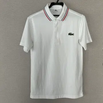LACOSTE 드라이 / 빅 로고 / 지퍼 피케 셔츠 / 화이트