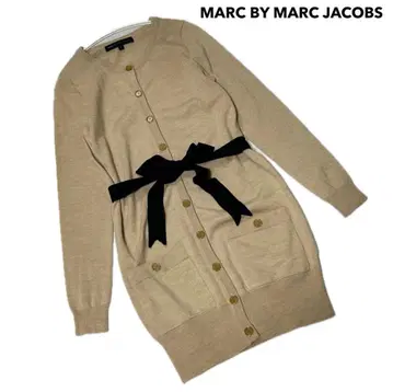 새상품급 MARC JACOBS 리본 벨트 부착 롱 가디건 베이지 S