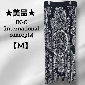 새상품급 IN-C [M] 페이즐리 무늬 롱 플레어 스커트