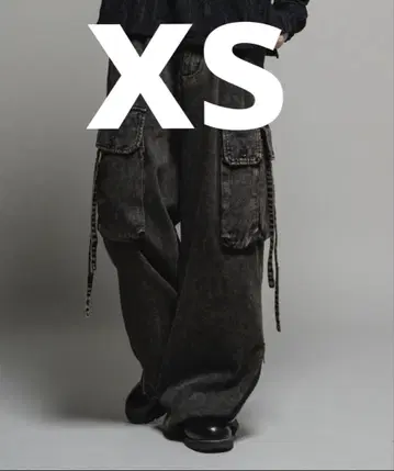 Casper John 데님 파라슈트 팬츠 다크 블랙 XS