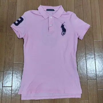 Ralph Lauren 핑크 피케 셔츠 반팔 여성용 L 사이즈 Ralph
