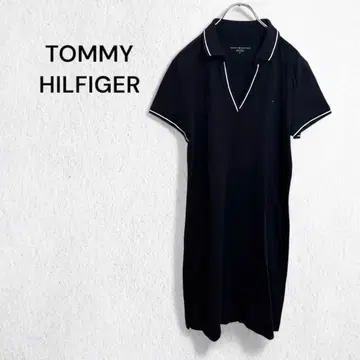 타미힐피거 반팔 원피스 피케 셔츠 스키퍼 면 혼방 무릎 기장