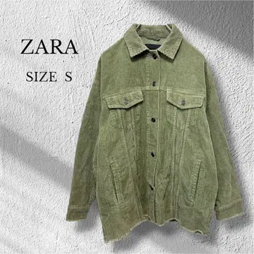 자라 ZARA 아우터 블루종 셔츠 코듀로이 컷오프 스타일 카키
