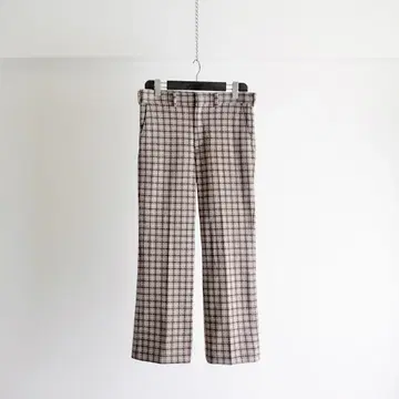70s sears 브라운 체크 부츠컷 와이드 플레어 슬랙스