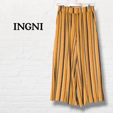 잉그 INGNI 스트라이프 와이드 팬츠 [M] 머스타드