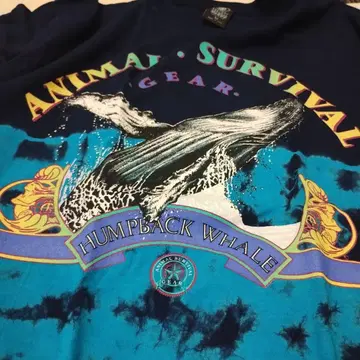 US 구제 의류 FACTORY ARTWEAR 고래 티셔츠 아메카지 미국제