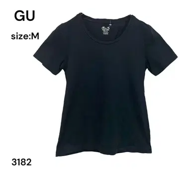 지유 GU 셔츠 상의 반팔 블랙 면 100% 귀여움