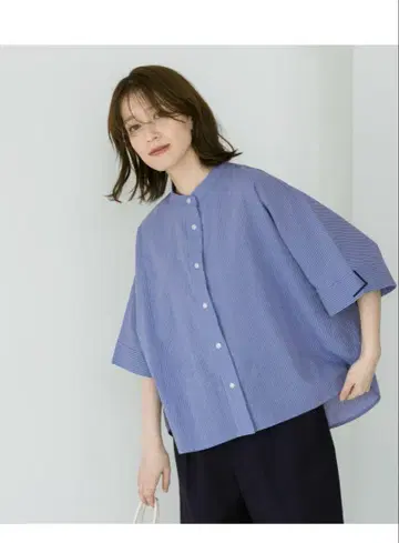 블루 스트라이프 린넨 셔츠