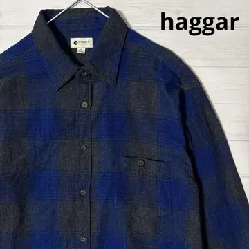haggar 하가 온브레 체크 플란넬 셔츠 긴팔 그레이 네이비