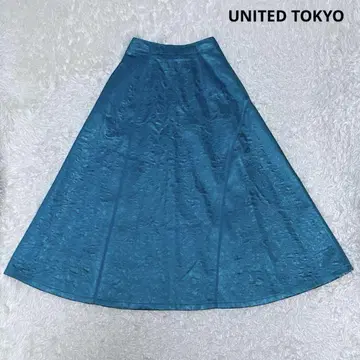 UNITED TOKYO 플라워 자카드 플레어 롱 스커트 A라인