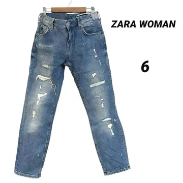 ZARA WOMAN/자라 우먼/데미지 가공 데님/청바지/USA 6