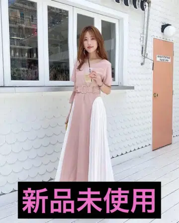 바이컬러 x 플리츠 원피스 미코아메리 미사용 새상품 택 포함