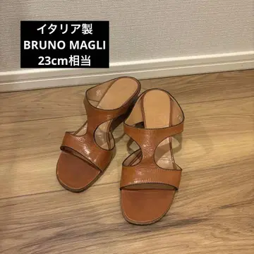 BRUNO MAGLI 이탈리아제 가죽 샌들 뮬 브라운 36