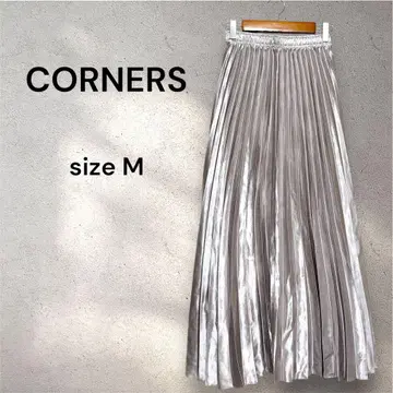 CORNERS 코너즈 롱 스커트 플리츠 새틴 샤이니 광택