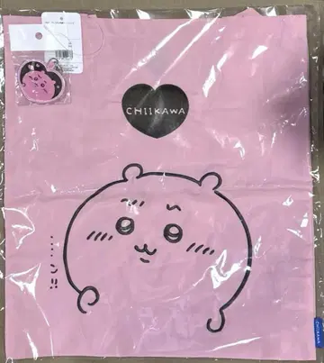 치이카와 자수 토트백 하트 핑크 자수 키링 포함 백