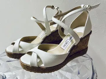 JIMMY CHOO 화이트 웨지 샌들