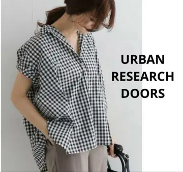 URBAN RESEARCH DOORS 반팔 와이드 턱 셔츠