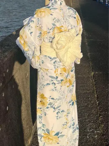 산부키색 장미 아와세 유카타 오비 세트