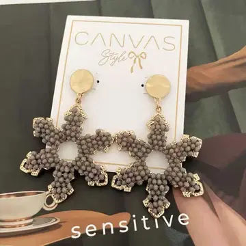 CANVAS 눈꽃 결정체형 비즈 귀걸이