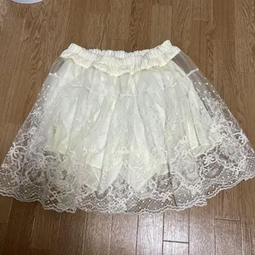 미품 프랑슈리페 fl5 토끼 고양이 백조 패턴 튤 레이스 큐롯