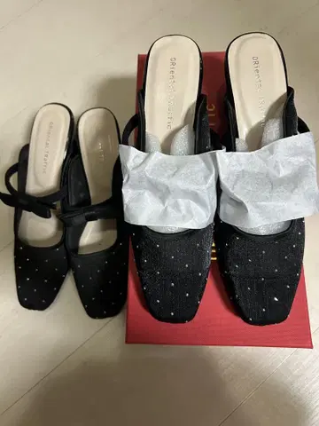 큐빅 튤 뮬 블랙 미사용 새상품