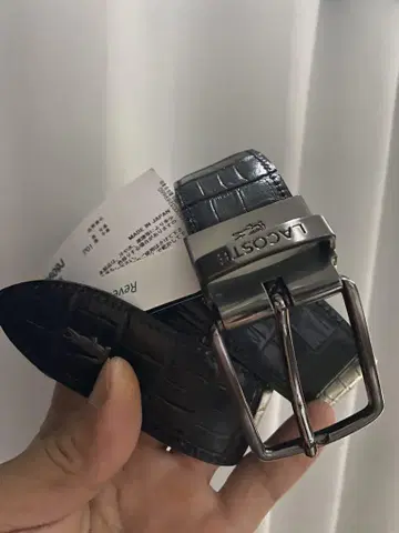 LACOSTE 블랙 가죽 벨트 RC0609J