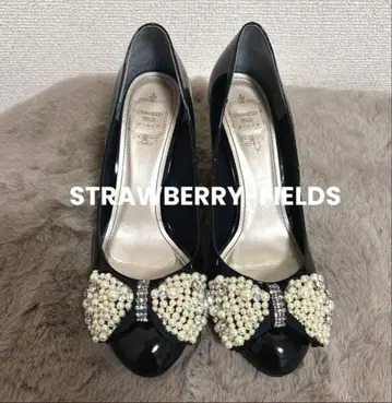 컨디션 최상 STRAWBERRY-FIELDS 펄 리본 고급 펌프스