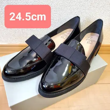 로퍼 리본 24.5cm 블랙 라우나레아 에나멜