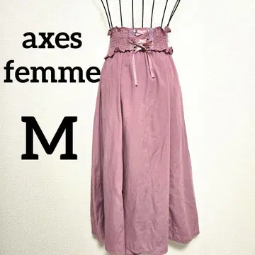 axesfemme 코르셋풍 허리 롱 플레어 스커트 M 핑크 계열