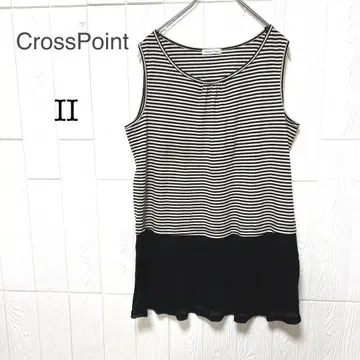 CrossPoint 튜닉 보더 밑단 비침 포켓 있음 슬리브리스