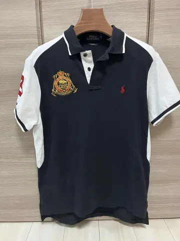 Ralph Lauren 커스텀 핏 피케 셔츠 블랙/화이트