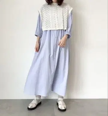 사만사 모스모스 레이스 베스트 set 앞뒤 착용 원피스 M 사이즈