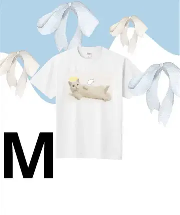디자인 티셔츠 천사 몽환룩 고양이 프린트 티셔츠 M사이즈 오리지널