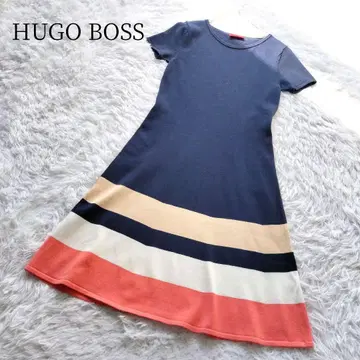 [ HUGO BOSS/휴고보스 ] 니트 원피스 반팔 플레어 신축